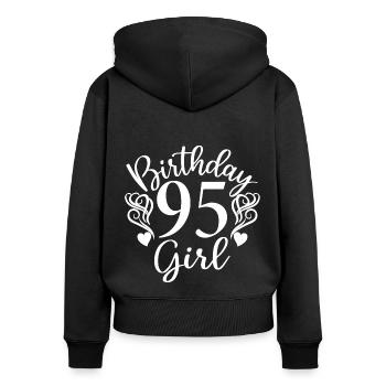 95e anniversaire Femmes Son anniversaire Fille 95 ans - Sweat à capuche zippé Premium bio Femme - noir - Dos - Julia (174cm)