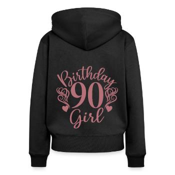90. Geburtstag Frauen Ihr Geburtstagskind 90 Jahre alt - Frauen Premium Bio Zip Hoodie - Schwarz - Hinten - Julia (174cm)