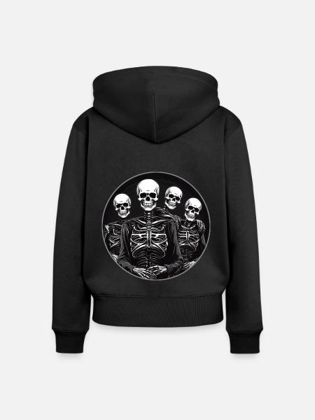 Vier Skelette in Kreisfläche - Frauen Premium Bio Zip Hoodie - Schwarz