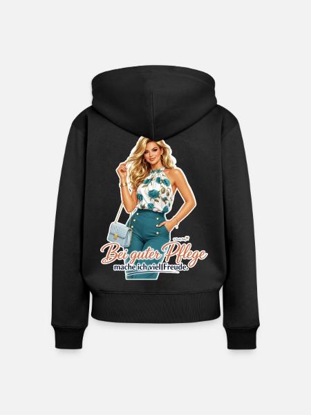 Gute Pflege - Frauen Premium Bio Zip Hoodie - Schwarz