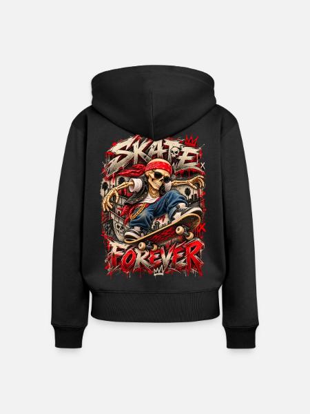 Skelett-Skater Forever Graffiti - Frauen Premium Bio Zip Hoodie - Schwarz