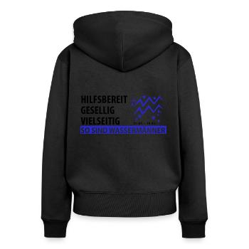 Sternzeichen Wassermann - Eigenschaften - Frauen Premium Bio Zip Hoodie - Schwarz - Hinten - Julia (174cm)