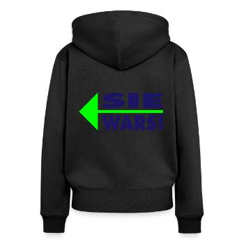 Sie wars! Partner- oder Partyshirt - Frauen Premium Bio Zip Hoodie - Schwarz - Hinten - Julia (174cm)