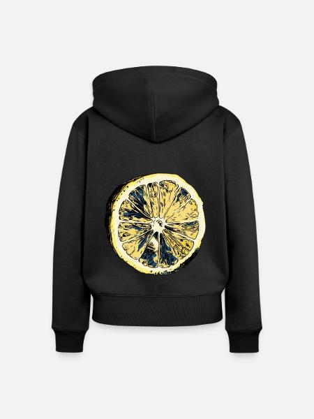 Zitrone - Frauen Premium Bio Zip Hoodie - Schwarz