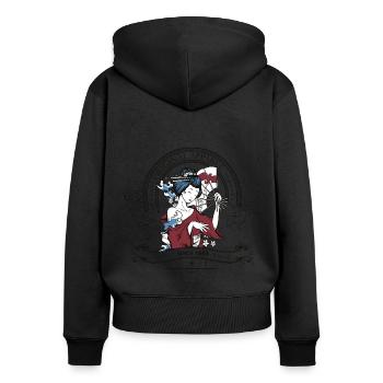 Japan Asiatisch Stäbchen Frau Chinesisch Geschenk - Frauen Premium Bio Zip Hoodie - Schwarz - Hinten - Julia (174cm)