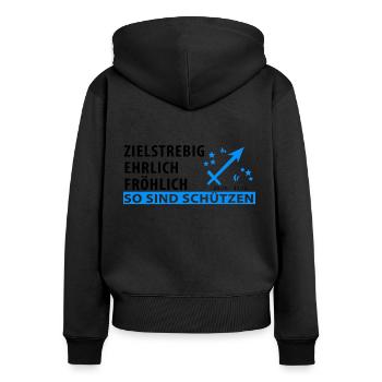 Sternzeichen Schütze - Eigenschaft - Frauen Premium Bio Zip Hoodie - Schwarz - Hinten - Julia (174cm)