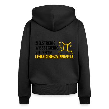Sternzeichen Zwilling - Eigenschaften - Frauen Premium Bio Zip Hoodie - Schwarz - Hinten - Julia (174cm)