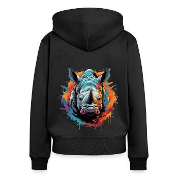 Party Rhinoceros - Women's Premium Organic Zip Hoodie - black - Back - Julia (174cm)