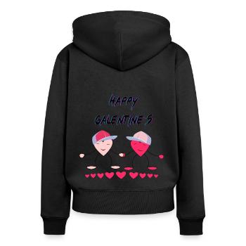 Galentines fraîches et heureuses - Sweat à capuche zippé Premium bio Femme - noir - Dos - Julia (174cm)