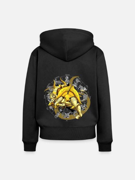 Taurus Zodiac Göttliche Rüstung - Frauen Premium Bio Zip Hoodie - Schwarz
