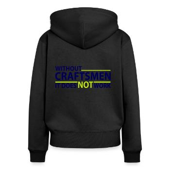 Without Craftsmann - ohne Handwerker - Frauen Premium Bio Zip Hoodie - Schwarz - Hinten - Julia (174cm)