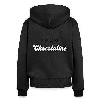 TEAM CHOCOLATINE v2 - Sweat à capuche zippé Premium bio Femme - noir - Dos - Julia (174cm)