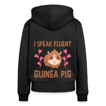 I Speak Fluent Guinea Pig Animal Lover Guinea Pig - Frauen Premium Bio Zip Hoodie - Schwarz - Hinten - Julia (174cm)