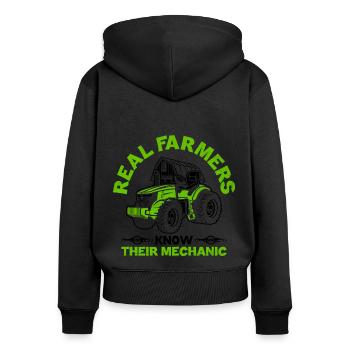 Landwirtschaftsmechaniker Lustige Traktormechaniker Bauernhof - Frauen Premium Bio Zip Hoodie - Schwarz - Hinten - Julia (174cm)