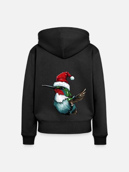 Kolibri Vogel Weihnachten Tier - Frauen Premium Bio Zip Hoodie - Schwarz