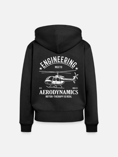Hubschrauber – Engineering meets Aerodynamics - Frauen Premium Bio Zip Hoodie - Schwarz