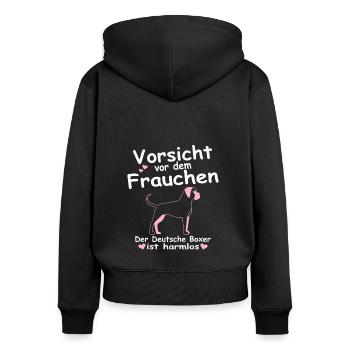 Deutscher German Boxer Hunde Mama Frauchen Spruch - Frauen Premium Bio Zip Hoodie - Schwarz - Hinten - Julia (174cm)