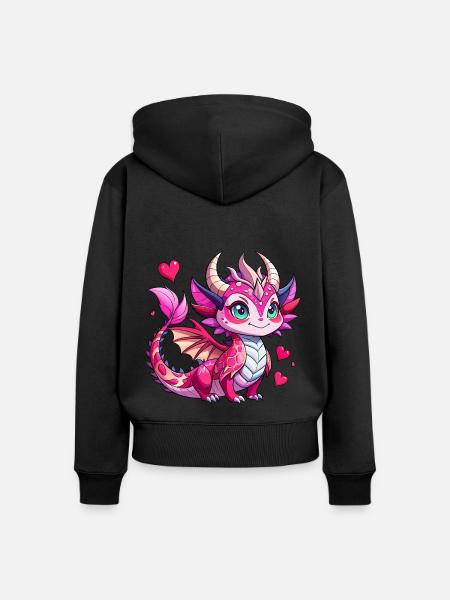 Farbenfroher Drache - Frauen Premium Bio Zip Hoodie - Schwarz