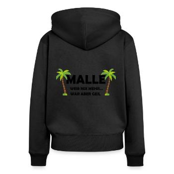 Mallorca - Frauen Premium Bio Zip Hoodie - Schwarz - Hinten - Julia (174cm)
