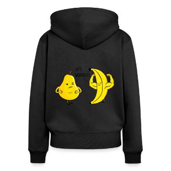 Birne und Banane - Frauen Premium Bio Zip Hoodie - Schwarz - Hinten - Julia (174cm)