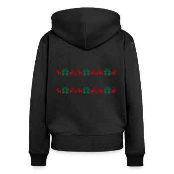 Norwegian Pattern, Christmas, Text Template, Moose - Women's Premium Organic Zip Hoodie - black - Back - Julia (174cm)