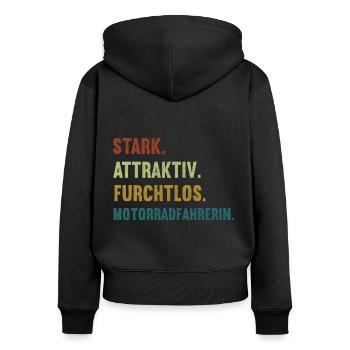 Motorrad Motorradfahrerin Frauenpower Bikerbraut - Frauen Premium Bio Zip Hoodie - Schwarz - Hinten - Julia (174cm)
