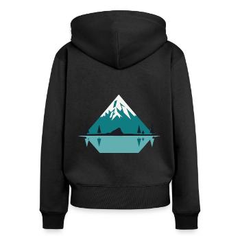 Bergfrieden: Design minimaliste Amis de la Nature - Sweat à capuche zippé Premium bio Femme - noir - Dos - Julia (174cm)