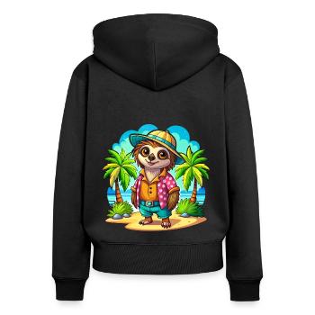 Paresseux mignon des vacances - Sweat à capuche zippé Premium bio Femme - noir - Dos - Julia (174cm)