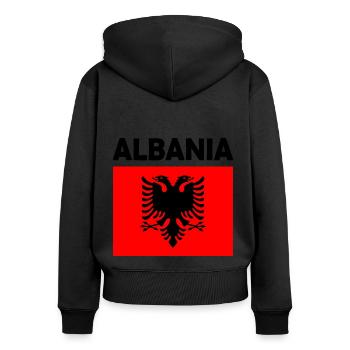 Albanien - Frauen Premium Bio Zip Hoodie - Schwarz - Hinten - Julia (174cm)