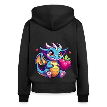 Farbenfroher Drache - Frauen Premium Bio Zip Hoodie - Schwarz - Hinten - Julia (174cm)