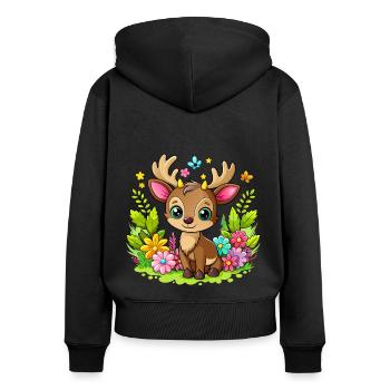 Mignon bébé orignal - Sweat à capuche zippé Premium bio Femme - noir - Dos - Julia (174cm)