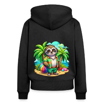 Paresseux mignon des vacances - Sweat à capuche zippé Premium bio Femme - noir - Dos - Julia (174cm)