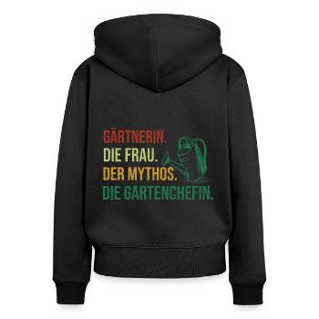 Gärtnerin Garten Gartenarbeit Gartenarbeit Gießen - Frauen Premium Bio Zip Hoodie - Schwarz - Hinten - Julia (174cm)
