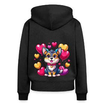 Dog with colorful balloons - Women's Premium Organic Zip Hoodie - black - Back - Julia (174cm)