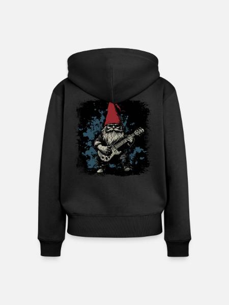 Gartenzwerg Rocker - Frauen Premium Bio Zip Hoodie - Schwarz