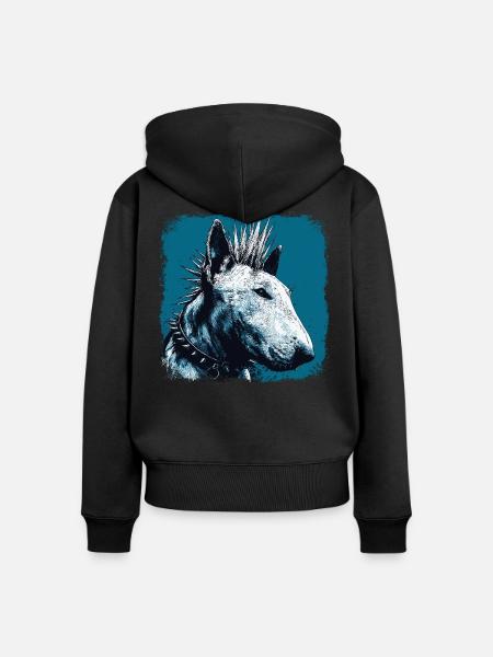 Punkrock Bullterrier - Frauen Premium Bio Zip Hoodie - Schwarz