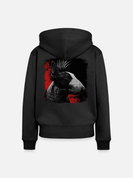 Punkrock Bullterrier - Frauen Premium Bio Zip Hoodie - Schwarz
