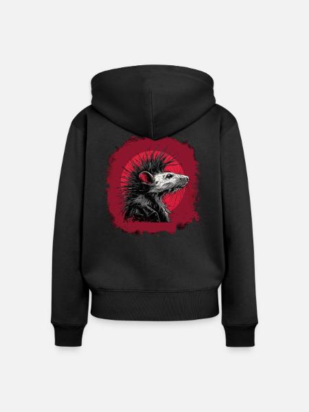 Punkrock Ratte - Frauen Premium Bio Zip Hoodie - Schwarz