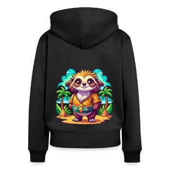 Paresseux mignon des vacances - Sweat à capuche zippé Premium bio Femme - noir - Dos - Julia (174cm)