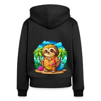 Paresseux mignon des vacances - Sweat à capuche zippé Premium bio Femme - noir - Dos - Julia (174cm)