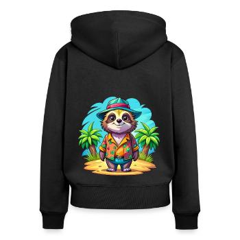 Paresseux mignon des vacances - Sweat à capuche zippé Premium bio Femme - noir - Dos - Julia (174cm)