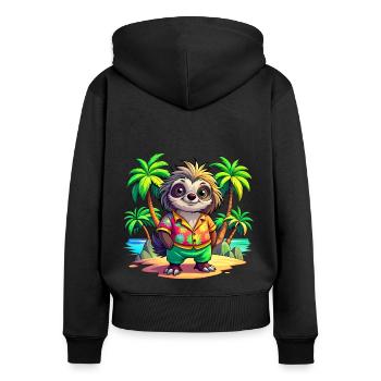 Paresseux mignon des vacances - Sweat à capuche zippé Premium bio Femme - noir - Dos - Julia (174cm)