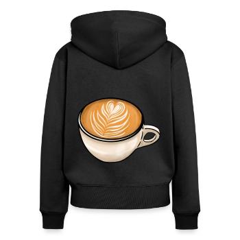 Coffee Cappuccino Fern - Women's Premium Organic Zip Hoodie - black - Back - Julia (174cm)