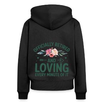 Grand-mère retraitée Pension de retraite Grand-mère Reti - Sweat à capuche zippé Premium bio Femme - noir - Dos - Julia (174cm)