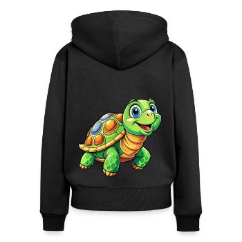 Mega süße Schildkröte - Frauen Premium Bio Zip Hoodie - Schwarz - Hinten - Julia (174cm)