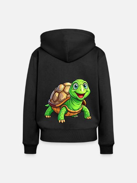 Mega süße Schildkröte - Frauen Premium Bio Zip Hoodie - Schwarz