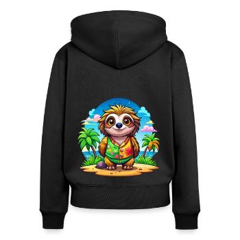Paresseux mignon des vacances - Sweat à capuche zippé Premium bio Femme - noir - Dos - Julia (174cm)
