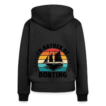 I'd Rather Be Boating Paddle Boat - Women's Premium Organic Zip Hoodie - black - Back - Julia (174cm)
