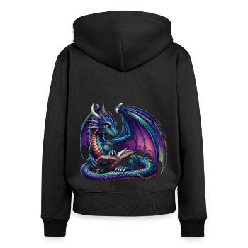 Drache Lesebuch Bücher Bücherwurm Bibliophiler - Frauen Premium Bio Zip Hoodie - Schwarz - Hinten - Julia (174cm)