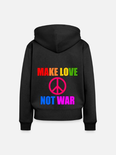 Make love not war - Frauen Premium Bio Zip Hoodie - Schwarz